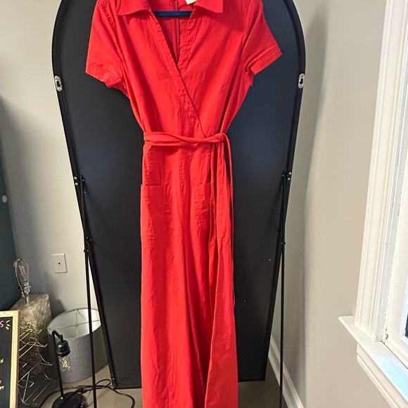 Maeve Red Wrap Sundress with Flutter Sleeves - Picture 2 of 3